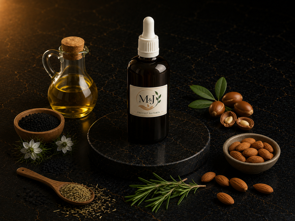 Huile de romarin soin cheveux – flacon compte-gouttes, M&J